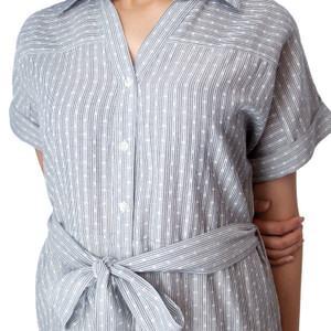Elowyn Dolman Midi Shirtdress Midnight Blue detail