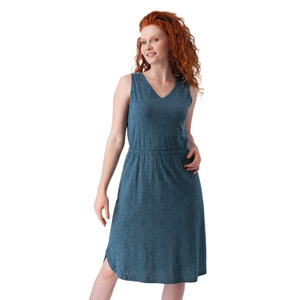 Blue Skies Printed V-Neck Dress Mallard Blue