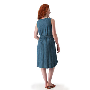 Blue Skies Printed V-Neck Dress Mallard Blue back
