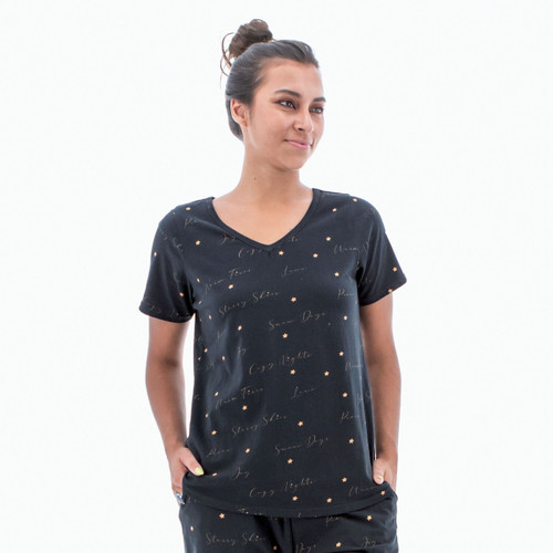 Women's Winter Night Short Sleeve Sleep Shirt