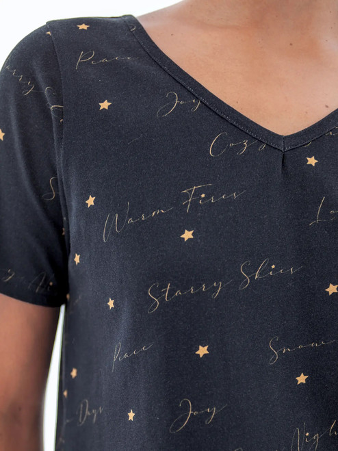 Winter Night Short Sleeve Pajama Top detail