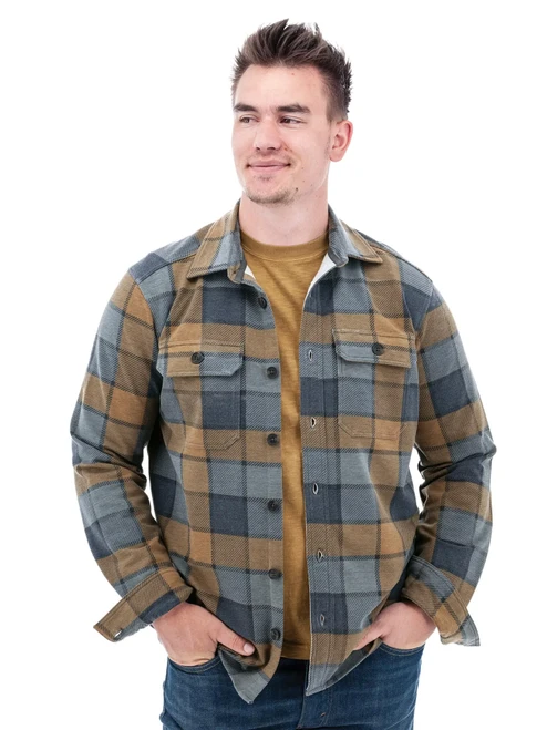 Grayson Plaid Recycled Fleece Overshirt studio