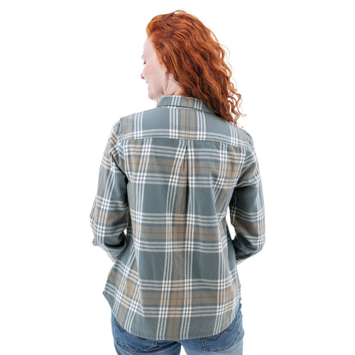 Salina Organic Plaid Shirt studio back smoke blue
