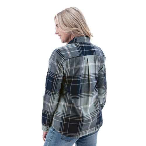 Salina Organic Plaid Shirt studio back dark blue