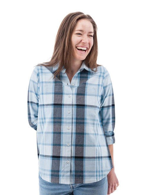 Salina Organic Plaid Shirt studio ombre blue