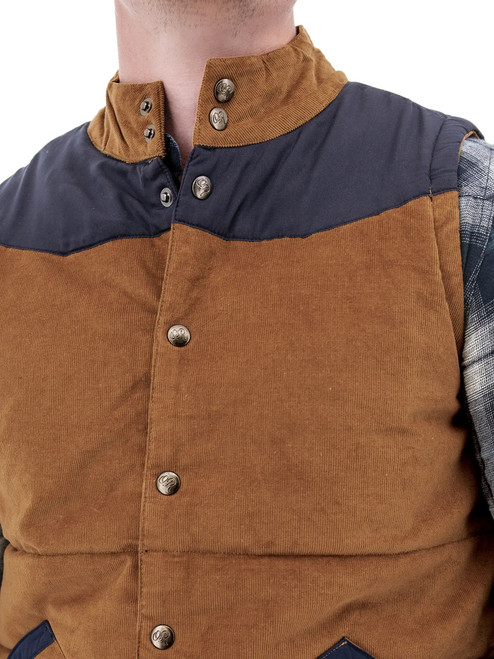 Reese Quilted Cord Vest studio detail