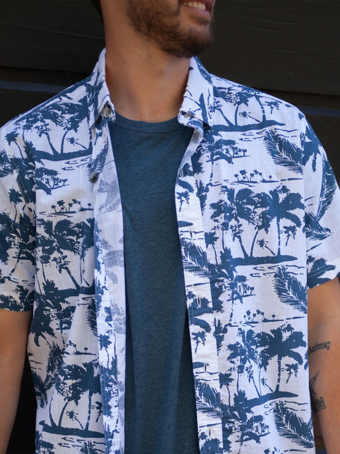 Man standing outside wearing Weston Supersoft Crew Neck Tee in dark blue