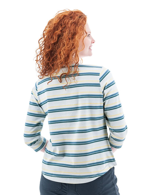Magnolia Striped 3/4 Sleeve Top studio back