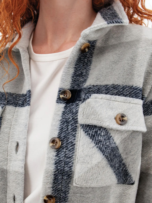 Stevi Plaid Shirt Jacket studio alt 2