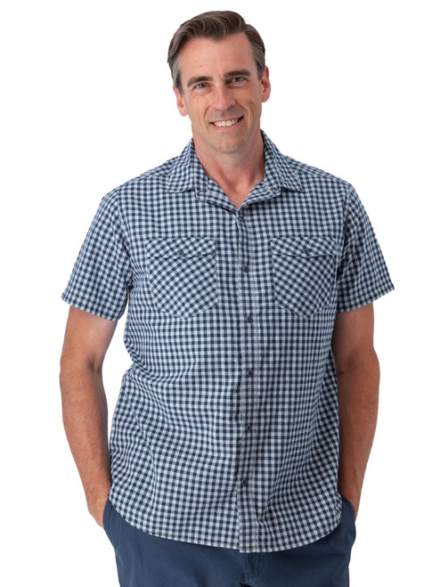 Rydell Pearl Snap Check Shirt Navy Blue alt 1