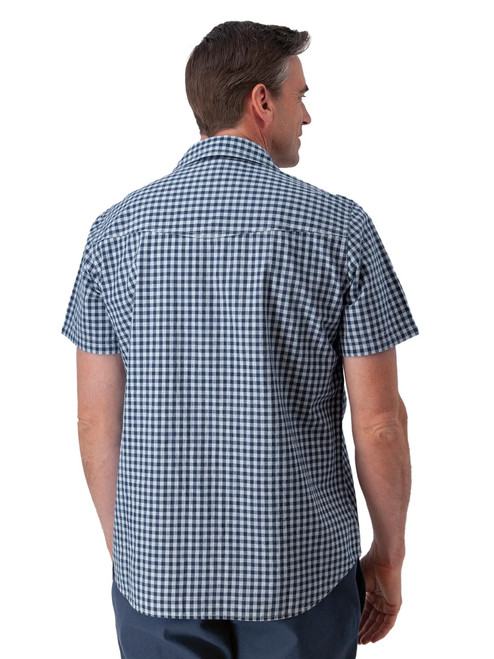 Rydell Pearl Snap Check Shirt Navy Blue back