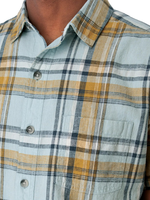 Porter Button Front Plaid Shirt studio Light Blue detail