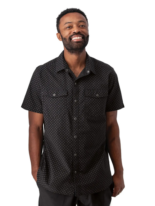 Liam Pearl Snap Printed Shirt Black