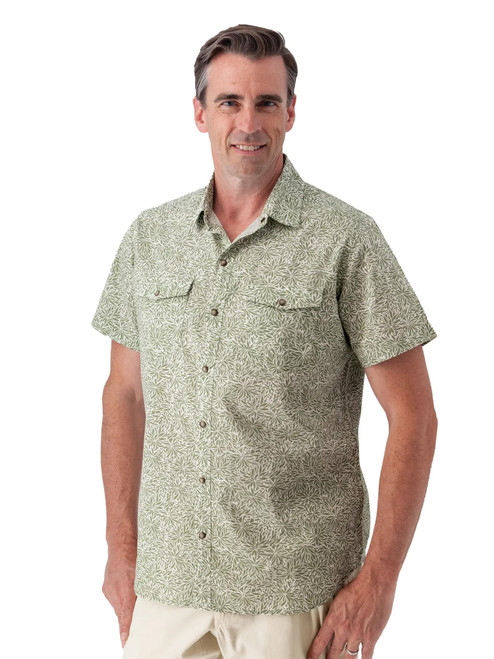 Liam Pearl Snap Printed Shirt Green