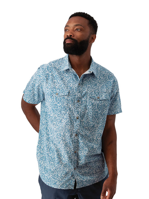 Liam Pearl Snap Printed Shirt Lake Blue