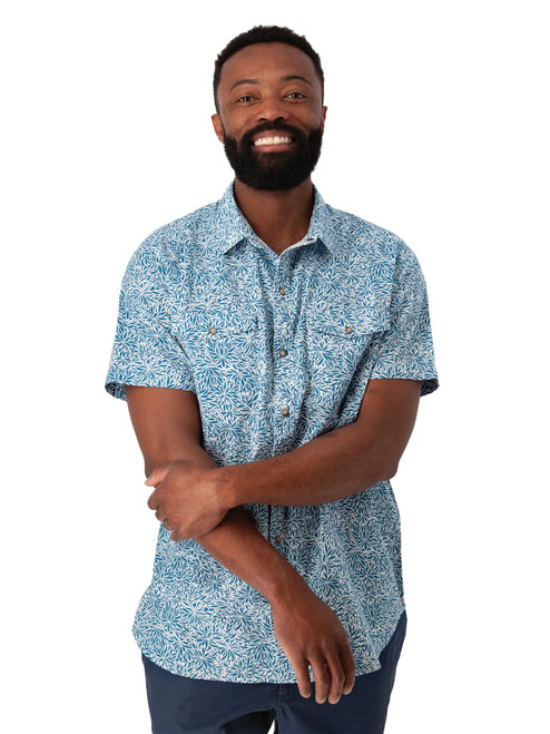 Liam Pearl Snap Printed Shirt Lake Blue alt 1