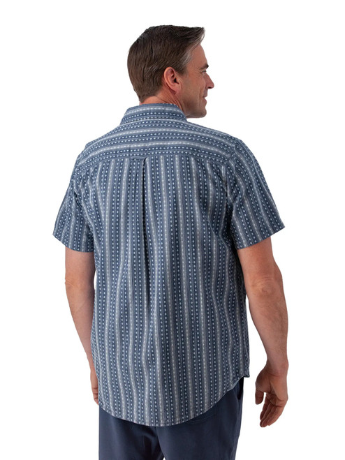 Hawke Organic Cotton Shirt Khaki Navy Blue back