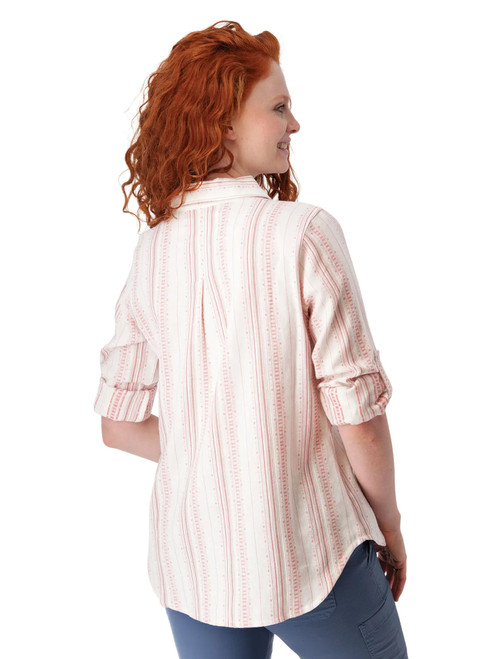 Plumas Y-Neck Shirt Rose Stripe back