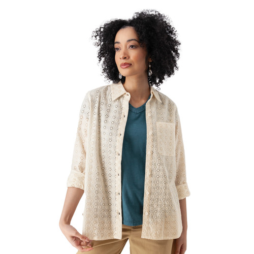 Jaylin Eyelet Long Sleeve Antique White