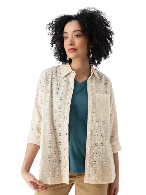 Jaylin Eyelet Long Sleeve Antique White
