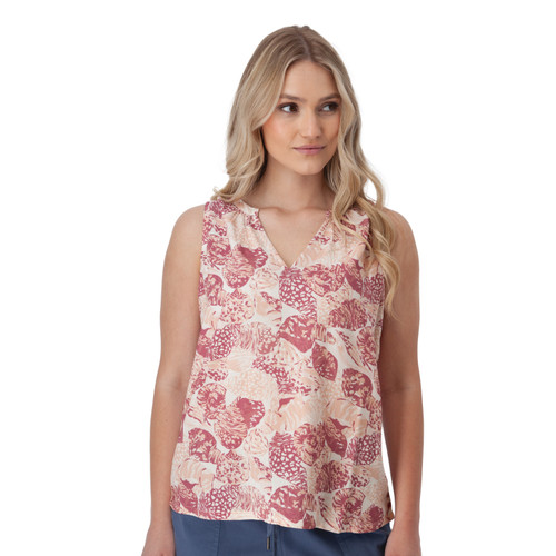 Kassie Split Neck Printed Tank Top Rose