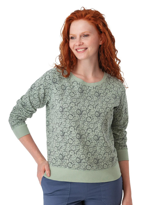 Inola Raglan Sleeve Printed Sweatshirt Jadeite Green