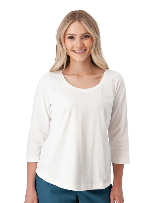 Magnolia Solid 3/4 Sleeve Top White