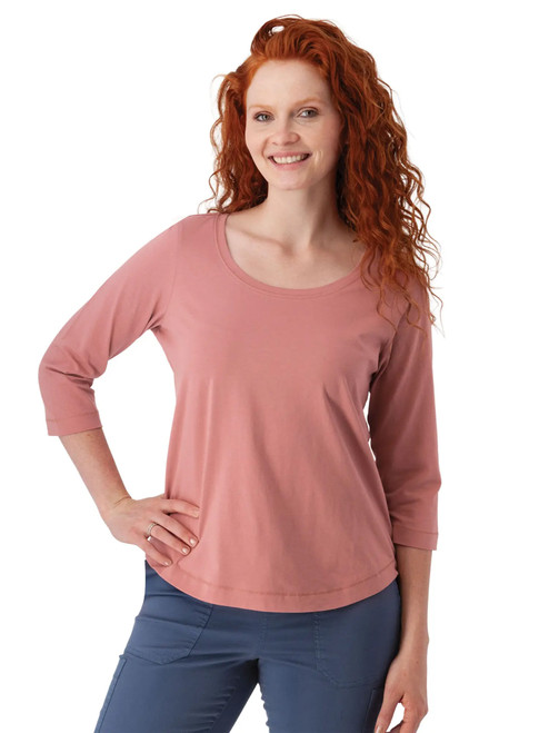 Magnolia Solid 3/4 Sleeve Top Dusty Rose Pink alt 1