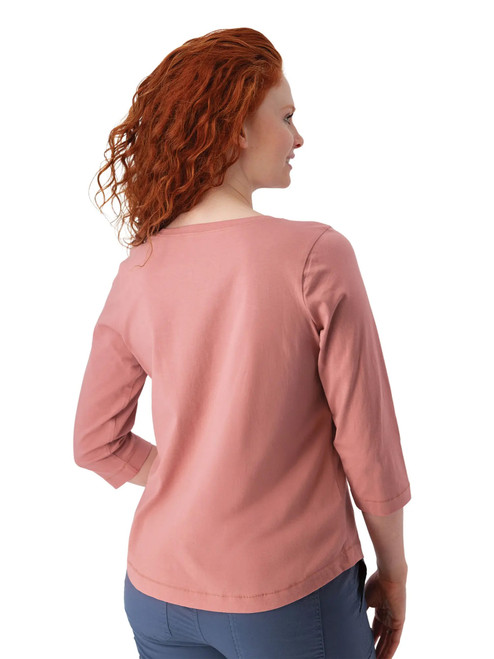 Magnolia Solid 3/4 Sleeve Top Dusty Rose Pink back