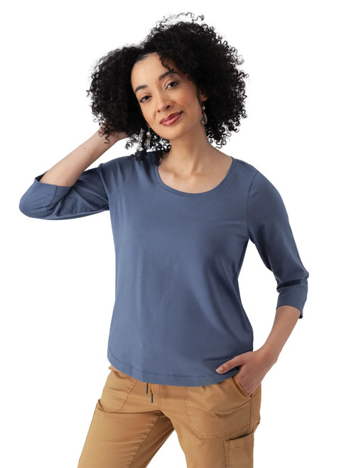 Magnolia Solid 3/4 Sleeve Top Vintage Indigo Blue alt 1