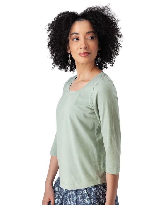 Magnolia Solid 3/4 Sleeve Top Jadeite Green alt 1