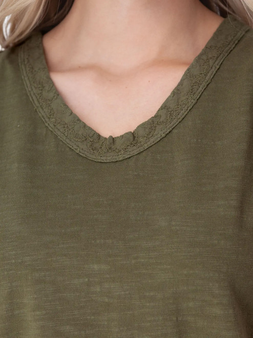 Finley V-Neck Tank Top Four Leaf Clover Green detail