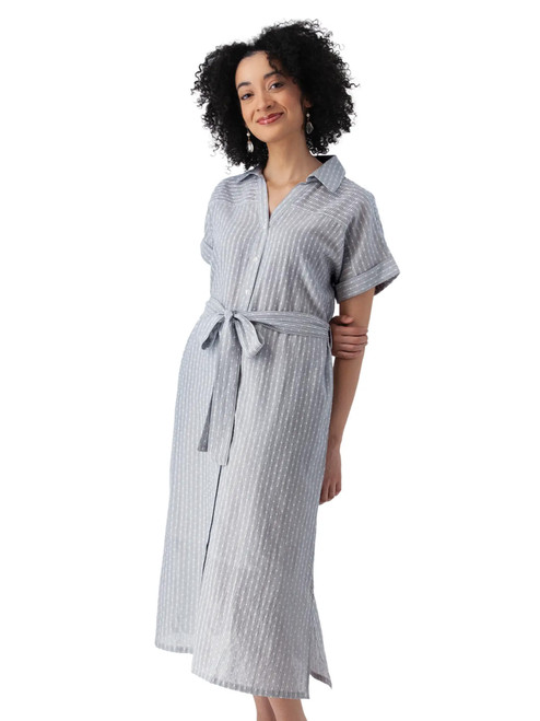 Elowyn Dolman Midi Shirtdress Midnight Blue