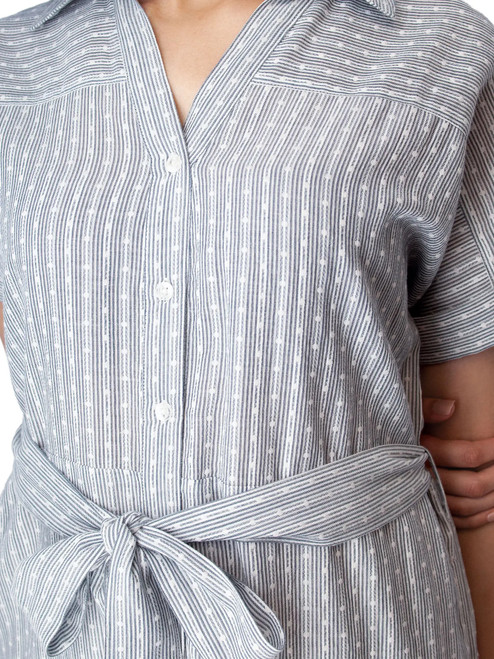 Elowyn Dolman Midi Shirtdress Midnight Blue detail