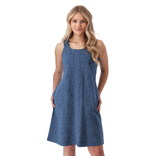 Bellamy Printed French Terry Dress Indigo Blue