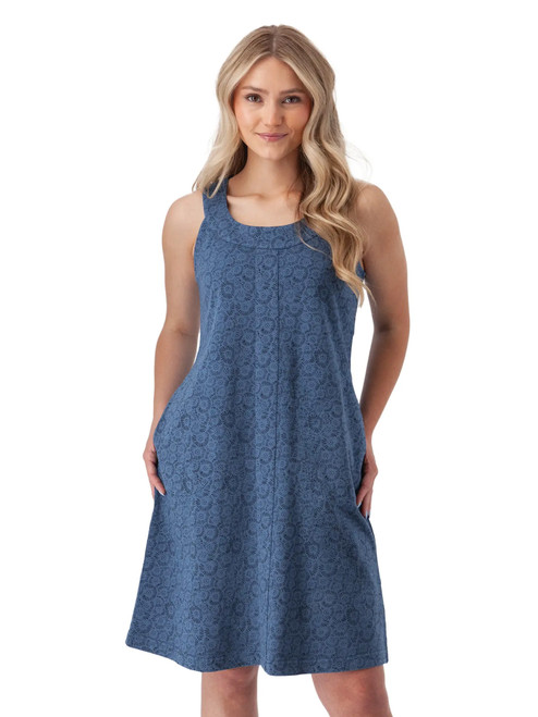 Bellamy Printed French Terry Dress Indigo Blue