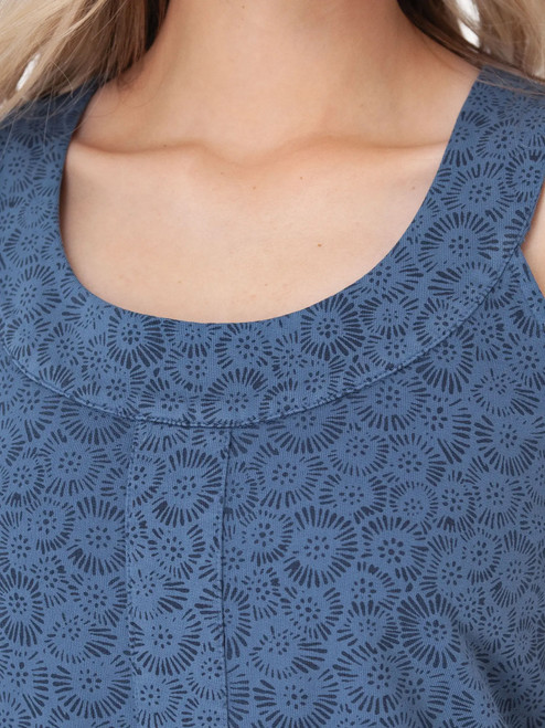 Bellamy Printed French Terry Dress Indigo Blue detail