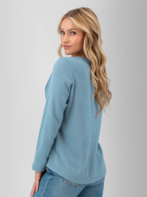 Ivycroft Waffle Knit Henley Top studio alt1