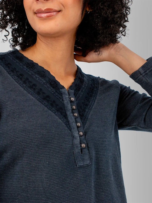 Ivycroft Waffle Knit Henley Top studio alt2