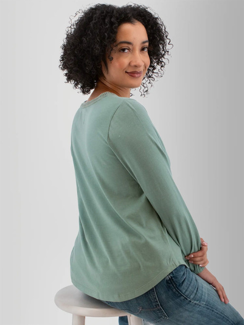 Celestra Organic Cotton Button Front Blouse studio back