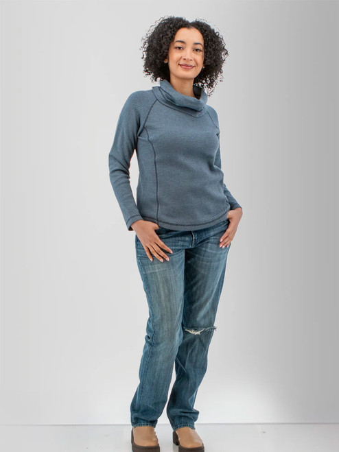 Cascade Cowl Neck Striped Pullover studio alt1