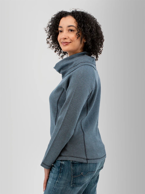 Cascade Cowl Neck Striped Pullover studio alt2