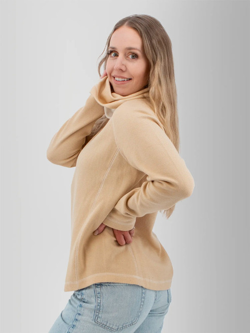 Cascade Cowl Neck Striped Pullover studio alt2