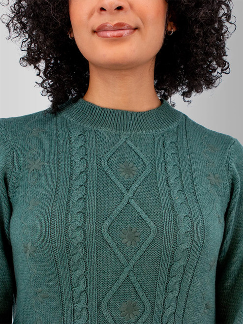 Winter Wisteria Embroidered Cable Knit Sweater studio alt2