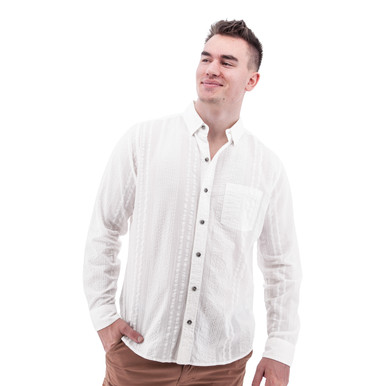 Zayne Organic Seersucker Long Sleeve Shirt