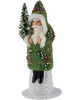 1500S Santa Green Beaded Coat Schaller Paper Mache Candy Container