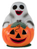 409 Ghost on Pumpkin Schaller Paper Mache Candy Container