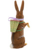 704-0 Beaded Light Brown Upright Easter Bunny with Basket Ino Schaller Paper Mache