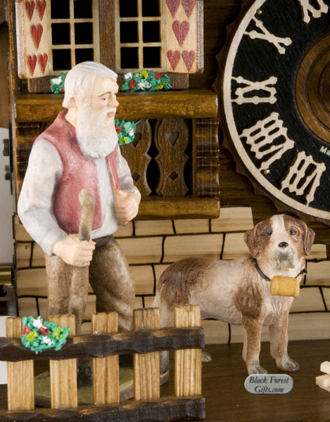 6753T Musical Girl Feeding Goat Chalet 1 Day Cuckoo Clock