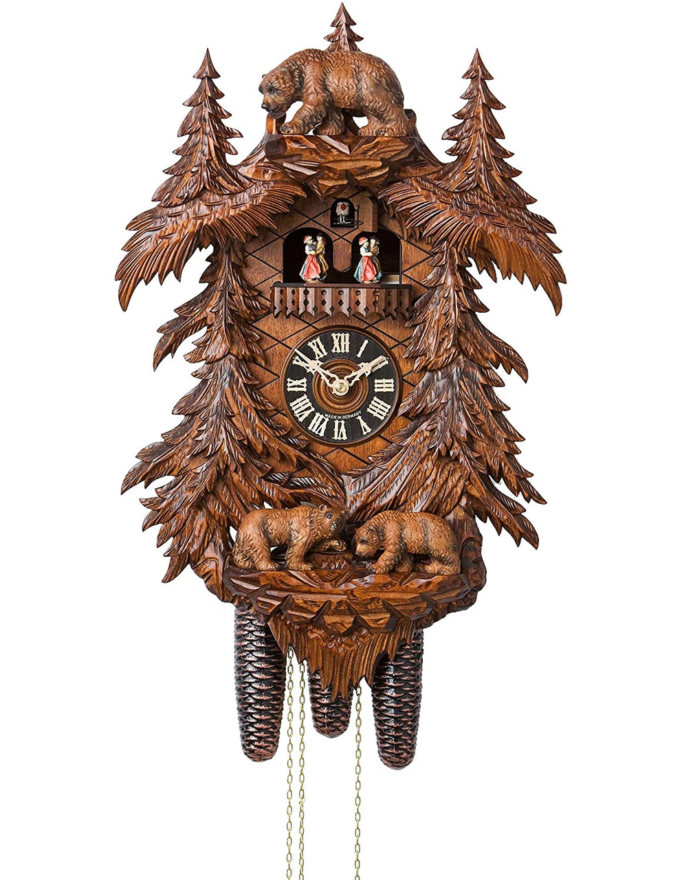 86709-5TKO Hones 8 Day Carved Bears Cuckoo Clock